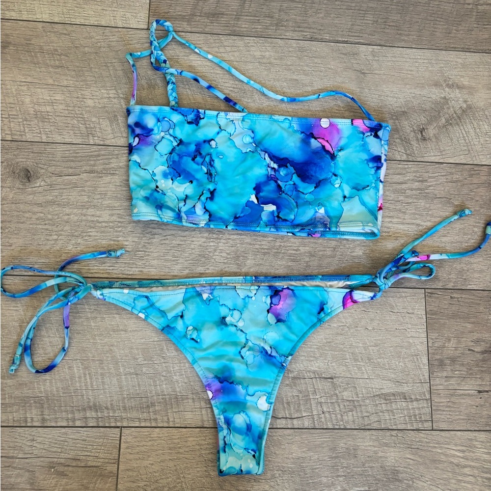 Blue and Purple Tie-Dye Bikini Set